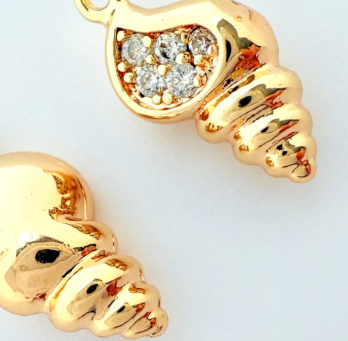 CONCH SHELL HUGGIE EARRINGS