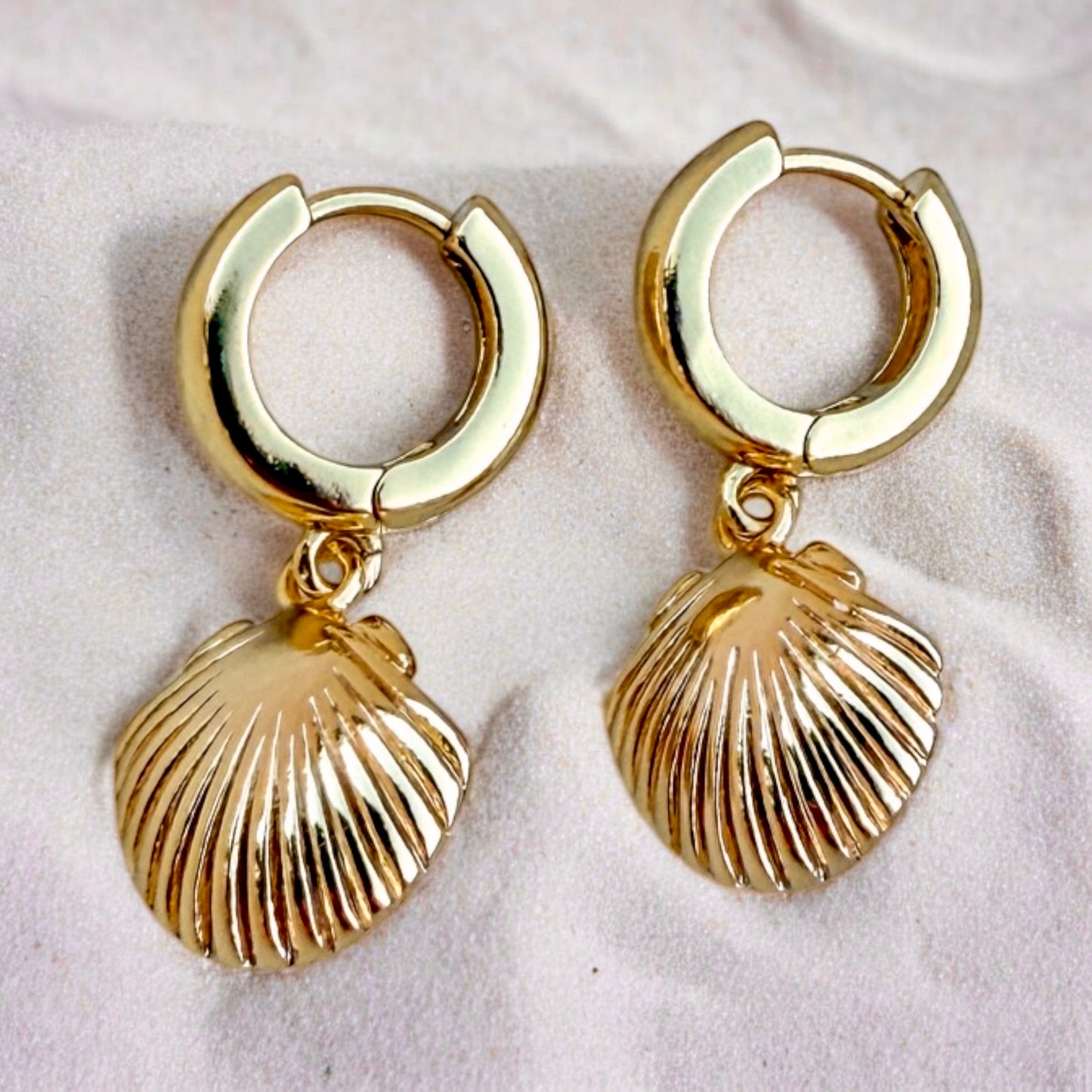 CLAM SHELL CHUBBY HUGGIE EARRINGS