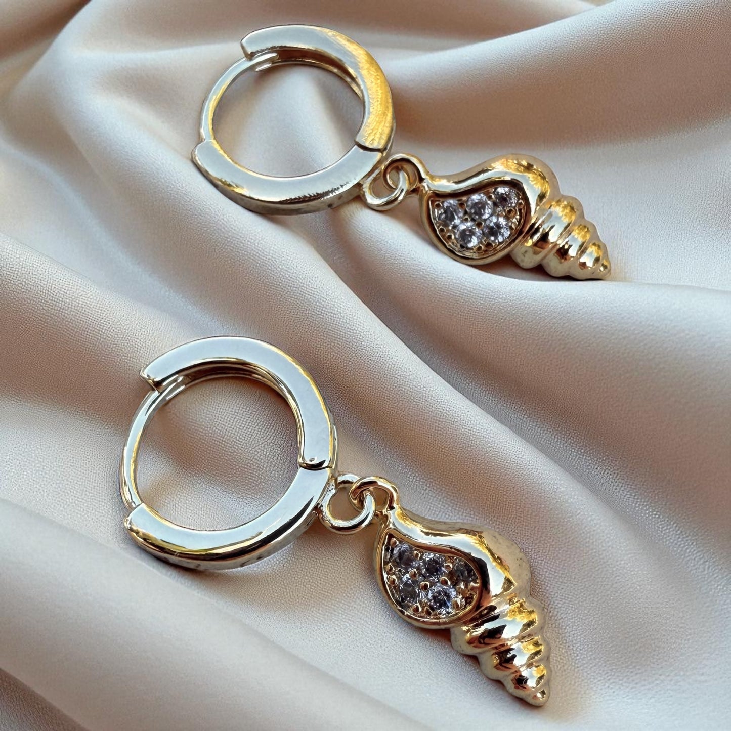 CONCH SHELL HUGGIE EARRINGS
