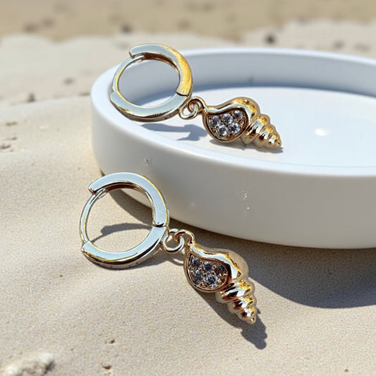 CONCH SHELL HUGGIE EARRINGS